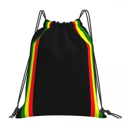 Backpack Rasta Stripe Colour Pattern Portable Drawstring Bags Bundle Pocket Sundries Bag BookBag For Man Woman