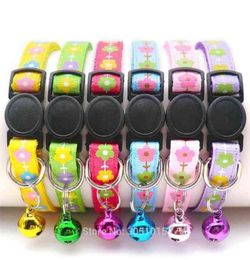 24Pcs Safety Button Cat Collar Safety Breakaway Small Dog Cute Nylon Adjustable Collar with bell for Puppy Kittens Necklace 2103253513156