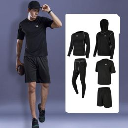 Sets Workout Running Sets Men 5 Pieces Set Compression Basketball Tights Sports Suit Gym Fitness Tracksuit Clothes Jogging Sportswear