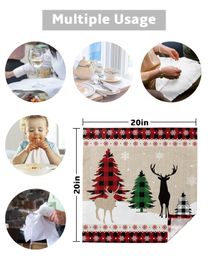 4/6/8pcs Christmas Snowflake Elk Table Napkins Cloth Restaurant Table Napkins Wedding Banquet Decor Cloth Napkins