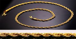 Gold Chains Fashion Stainless Steel Hip Hop Jewellery Rope Chain Mens Necklace5077184