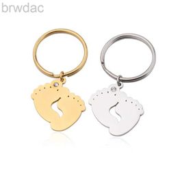 Key Rings 10PCS / Lot Mirror Polished Stainless Steel Key Chain Small Foot Pendant Key Chain Fashion Creative Gift 240412