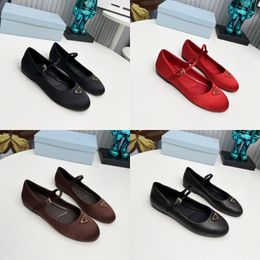 Satin flat Ballet shoe Designer Professional Dance Shoes Triangle buckle ballerinas boat dress shoes summer spring flats sandals women black leather loafers Mules