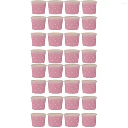 Disposable Cups Straws 100 Pcs Ice Cream Soup Mug With Lid Paper Pudding Dessert Salad Bowl Jelly