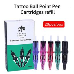 20pcs Tattoo Cartridge Needles Ballpoint 5 Colours Practise Drawing for Motor PMU Pen Grip Supplies 240408