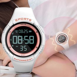Women's Sports Watch White Silicone Strap Student Electronic Smartwatch Ladies Pedometer Swimming Waterproof Smart Watches Women