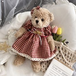 Couple Teddy Bear Plush Doll Toys Lovely Soft Wear Stuffed Animal Dolls Lovers Girls Birthday Wedding Valentines Friends Gift