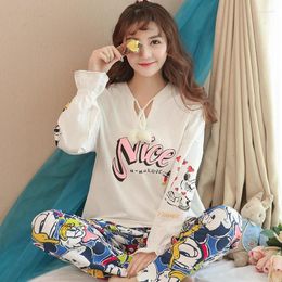 Home Clothing Autumn And Winter Women Pyjamas Sets Warm Suit Cotton Long Sleeve Female Cartoon Bear Printed Animal Pants Sleepwear Girl