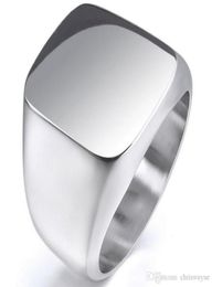 New Vintage Mens Boys Sterling Silver Colour Stainless Steel 316L Polished Biker Signet Solid ring Men039s Jewelry7273744