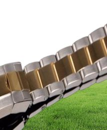 20mm New Middle Half Gold Two Tone Polished Brushed 316L Solid Stainless Steel Metal Curved End Watch Band Belt Strap Bracelets3014935