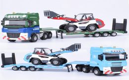 Alloy Diecast Model SemiTrailer 150 Low Platform Truck Low Loader Tractor With 4 Wheel Loader Vehicle Diecast Hobby Toy Kid241B2065051