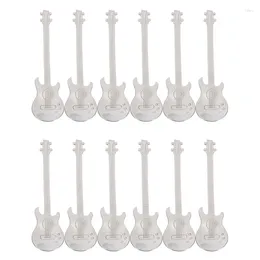 Coffee Scoops Guitar Spoons 12-Pack Creative Cute Stainless Steel Teaspoons Stirring Spoon Shaped(Silver)