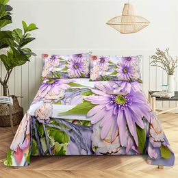 Butterfly Flowers Queen Sheet Set Girl, Lovers Room Bedding Set Bed Sheets and Pillowcases Bedding Flat Sheet Bed Sheet Set