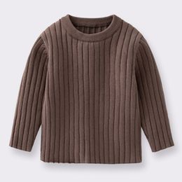 New Kids Knitted Sweater Spring Autumn Clothing Baby Solid Colour O-Neck Sweater Infant Girl Boy Long Sleeve Knitted Pullover Top