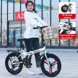 Bikes Ride-Ons Adult Bicycle 20 Inch Student Folding Bicycle Portable Boy Girl Shock Absorption Variable Speed Bicycle Childrens Gift L47