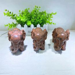 Decorative Figurines 11CM Natural Jasper Elephant Animal Crystal Energy Stone Crafts Small Decoration Home Decor Christmas Gift 1pcs