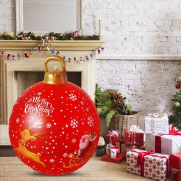 Christmas Light Up Ball with LED Light PVC Blow Up Ball With Stakes To Fasten Ball Inflatables Toys for Yard Lawn Porch Tree