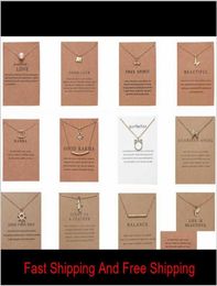 Cr Jewelry New Arrival Dogeared Necklace With Gift Card Elephant Pearl Love Wings Key Zodiac Sign Compass Lotus Pendant For3094022