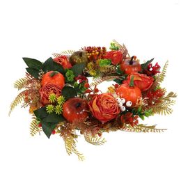 Decorative Flowers Wreath Rose Plants Simulation Fall Eucalyptus Artificial Leaves Front Door Plastic Flower Pumpkin Decoration