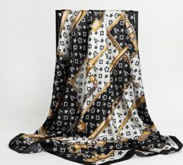 23style 9090cm Brand Designer Silk Scarf Female Foulard Bandana Long Shawls Wrap Summer Neck Scarves Pashmina Lady Hijab59987629759188