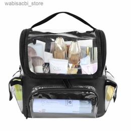 Cosmetic Bags PVC Womens Bags Salon Makeup Tool Backpack Hairdressing Storage Transparent Waterproof Travel Bag Barber Accessories Toiletry L49