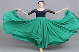 Belly Dance Chiffon Womens 17Color Solid 720 Degree Pendulum Skirt Gypsy Long s Dancer Practice Wear Purple Gold 2106233261015