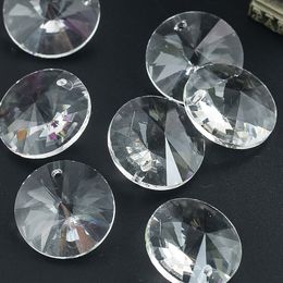 5pc 18mm Faceted Crystal Disc Beads Clear Color Satellite UFO Shape Glass Prism Sun Catcher Room Decor Chandelier Hang Pendant