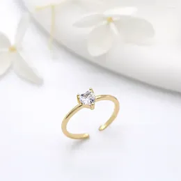 Cluster Rings Heart Zircon Live For Women Adjustable Opening Sweet Couples Romantic Engagement Party Gift Wedding Jewelry Accessories