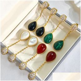 Chains Vintage For Women Necklace Delivery Stone Green Red Set Bridal Accessories Wholesale High Quality Luxury Stainless Steel Drop J Dhftv