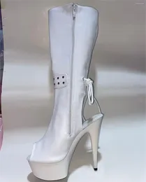 Dance Shoes 15cm High Heels Knee Boots Platform Women Sexy Open Toe The Back Zipper Spring And Autumn Cool