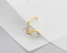 ANENJERY Silver Colour Smooth Irregular Geometric Open Ring For Women Gold Plating Jewellery Gifts Wholesale S-R683