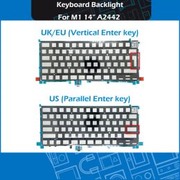 Keyboards 2021 EMC 3650 M1 Laptop Parallel Vertical Enter key A2442 Keyboard Backlight For Macbook Pro Retina M1 14" Keyboard Backlit