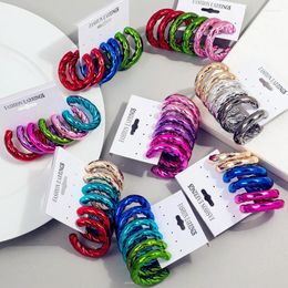 Hoop Earrings 3pair/set Acrylic Twist C-shape Hoops For Women Metallic Colour Circle Geometric Huggies Earring Y2K Jewellery Gift