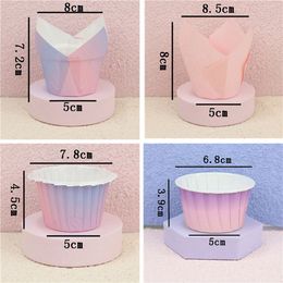 50pcs Greaseproof Paper Tray Cupcake Liners Cupcake Paper Tulip Baking Cups Cake Muffin Cups Bakeware Pastry Tools