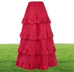 3 Colours Gothic Corset Skirt Victorian Steampunk Long Ruffle Vintage Costume Skirt J1905073921412