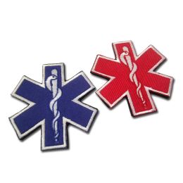 Red Blue Star of Life Emergency Medical Badge Customized Logo Ambulance Embroidered Hook and Loop Hat Patches Army Bag Stickers