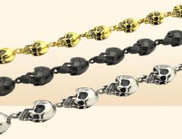 Cool Men039s Skulls Linked Heavy Solid 316L Stainless Steel Belly Chain Punk Rock Biker Jean Chain 3 Colors1334756