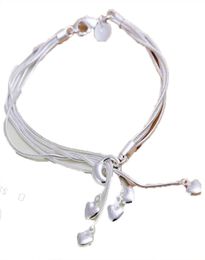 Wholesale-Fashion Charm 925 sterling Silver Muti Line Bracelets Chain Hearts Braclets For Women Jewellery Pulseras de Plata 925 H0672500442