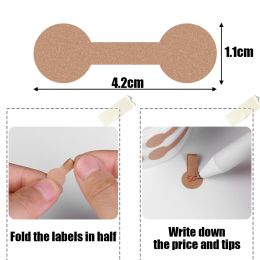 500Pcs/Roll Portable Jewellery Price Tag Brown Self Adhesive Barbell Stickers DIY Necklace Tool Ring Bracelet Exhibitor Packaging