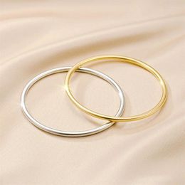 Bangle Women Gold Colour Stainless Steel Chic Jewellery Wristband Plain Slip Stacking Gift To Young Girls