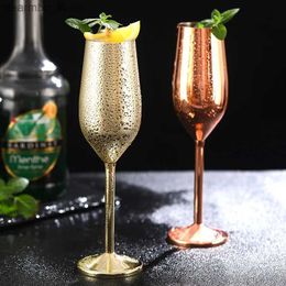 Wine Glasses Stainless Steel Champane lass Fall-Resistant European Bubble lass Weddin Red Wine lass Sweet Home lass 200ml 2Pcs L49