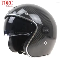 Motorcycle Helmets Kelver Carbon Fibre Motorbike Helmet TORC 3/4 Open Face DOT ECE Approved Bike Casco