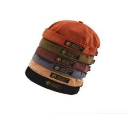 Retro Corduroy Original Docker Sailor Biker Cap Brand Brimless Skullcap Men And Trend Hiphop Hat Autumn And Keep Warm Hat3633100