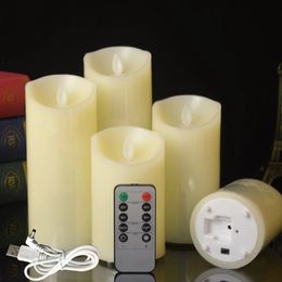 Rechargeable Candles Lights LED Flameless Smooth Flickering Candle Light with Timer Remote Control for Home Decoration 240412