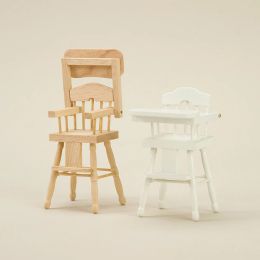 1:12 Dollhouse Miniature Wooden Dining Chair High Chair Baby Dining Chair Model Kitchen Furniture Doll House Decor Pretend Toy