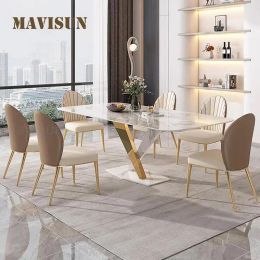 Luxury Rectangle Tables For Kitchen Designer High-End Furniture Household For Villa Italian Style Dining Table And Chairs Set