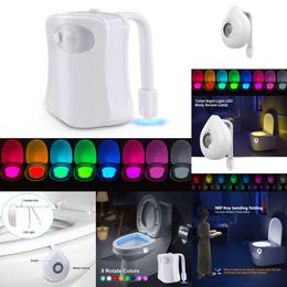 New 8 Colors Smart PIR Motion Sensor Seat Waterproof Night For Bowl Bathroom Lamp Toilet Light