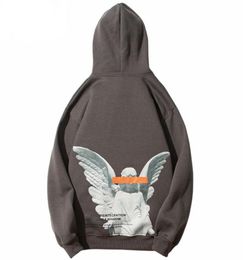 Men039s Hoodies Sweatshirts Mens 2022 Hip Hop Streetwear Harajuku Pullover Angel God Printed Hoodie Pocket Cotton Fleece Grey9043998