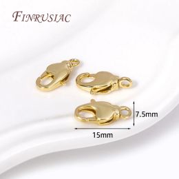 15mm*7.5mm 18K Gold Plated Oval Lobster Clasp with Closed Ring Connector For DIY Handmade Making Necklace Bracelet Accessories