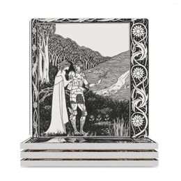 Table Mats Aubrey Beardsley - Sir Lancelot And The Witch Ceramic Coasters (Square) For Cups Set Eat Pot Tile